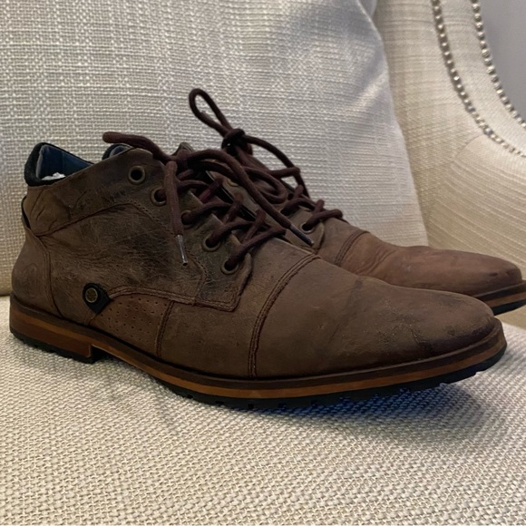 Bull Boxer Mens Brown Leather Distressed Tie Shoes /Size 8 / Caprysos - Picture 1 of 15